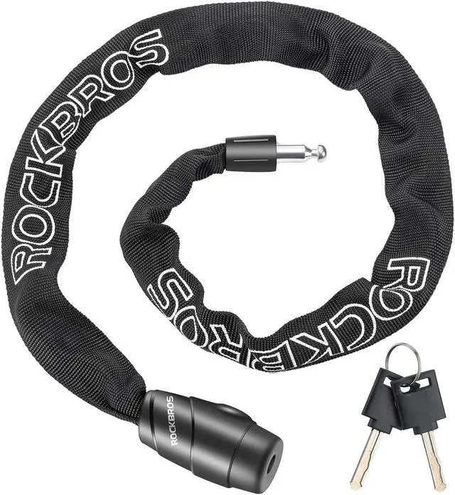 Main image of ROCKBROS Bike Lock Chain Bicycle Lock, Heavy Duty Anti Theft, 3 Ft Long, 5mm Thick Bike Chain Lock with Key Set, Cut Proof Security Scooter Lock Commuter Lock for Door, Gate, Fence, Grill