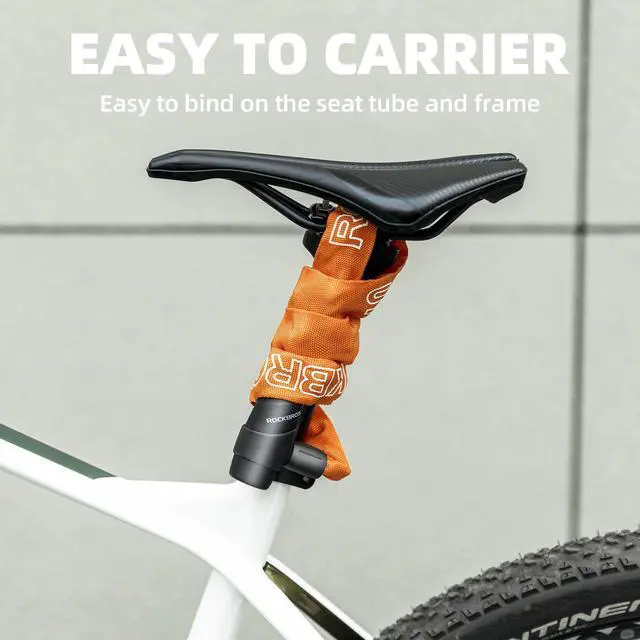 Alt view image 3 of 7 - ROCKBROS Bike Lock Chain Bicycle Lock, Heavy Duty Anti Theft, 3 Ft Long, 5mm Thick Bike Chain Lock with Key Set, Cut Proof Security Scooter Lock Commuter Lock for Door, Gate, Fence, Grill Orange