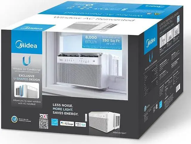 Alt view image 7 of 13 - Midea 8,000 BTU U-Shaped Smart Inverter Window Air ConditionerCools up to 350 Sq. Ft., Ultra Quiet with Open Window Flexibility, Works with Alexa/Google Assistant, 35% Energy Savings, Remote Control