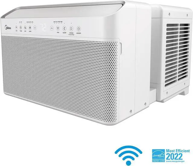 Alt view image 6 of 13 - Midea 8,000 BTU U-Shaped Smart Inverter Window Air ConditionerCools up to 350 Sq. Ft., Ultra Quiet with Open Window Flexibility, Works with Alexa/Google Assistant, 35% Energy Savings, Remote Control