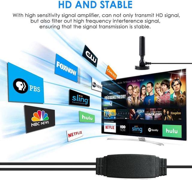 Alt view image 2 of 7 - TV Antenna, HD Digital TV Antenna Indoor Outdoor, 360° Reception & Strong Magnetic Base Digital HDTV Antenna, Long Range Reception- Support 4k 1080p Fire Tv Stick And All TV\'s - 16.5ft Long Cables