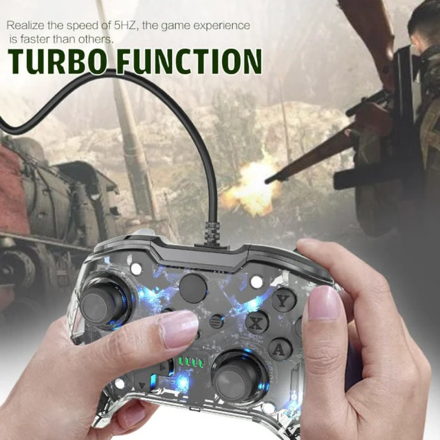 LED Wired Game Controller - RGB Colors Lights - USB Connector - Audio ...