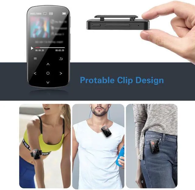 Alt view image 5 of 7 - YiLBX Clip Mp3 Player with Bluetooth 5.0, Mini Portable Lossless Sound Music Player with FM Radio Voice Recorder Video Earphones for Running, TF Card Slot Support up to 128GB