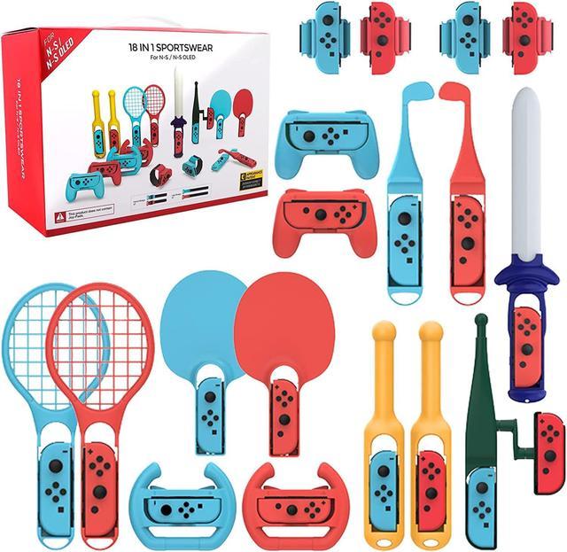 18 in 1 Nintendo Switch Sports Accessories Bundle, Switch Sports Games  Bundle with Switch Steering Wheel, Joycon Grip, Tennis Racket, Golf Club,  Sword Grips Compatible with Switch/Switch OLED 