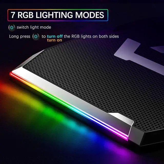 Alt view image 7 of 6 - TopMate C11 Laptop Cooling Pad RGB Gaming Notebook Cooler, Laptop Fan Cooling Stand Adjustable Height with 6 Quiet Fans Blue LED Light, Computer Chill Mat with Phone Stand, for 15.6-17.3 Inch Laptops