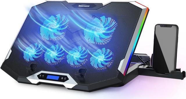 TopMate C11 Cooling Pad RGB Gaming Notebook Cooler, Laptop Fan Cooling Stand Adjustable Height with 6 Quiet Fans LED Light, Computer Chill Mat with Phone Stand, for 15.6-17.3 Laptops