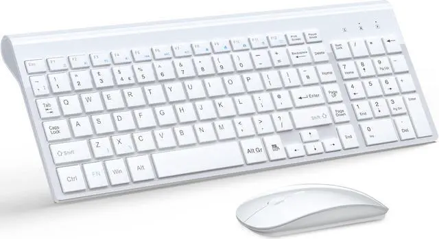 Main image of Wireless Keyboard and Mouse Ultra Slim Combo, TopMate 2.4G Silent Compact USB Mouse and Scissor Switch Keyboard Set with Cover, 2 AA and 2 AAA Batteries, for PC/Laptop/Windows/Mac - White