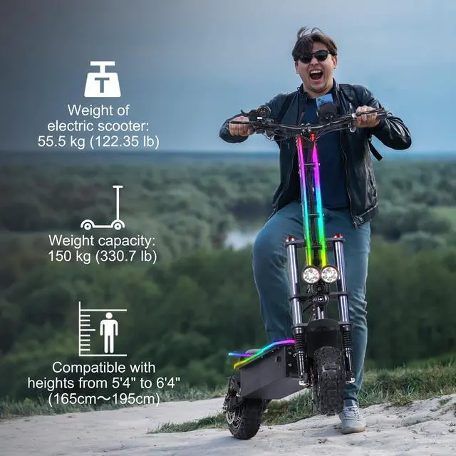 Alt view image 5 of 6 - TopMate ES23 Fast Electric Scooter with Seat for Adults 55Mph 2800W Dual Motor, 60V 25Ah Lithium Battery Foldable E-Scooter with 4 Suspensions, 11" Off Road Tires Power Scooter 50 Miles Long Range