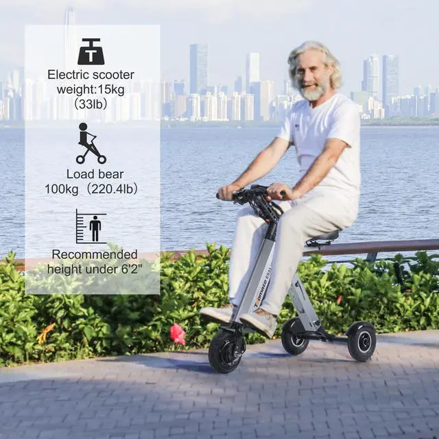 Alt view image 3 of 6 - TopMate ES33 Electric Scooter 3 Wheels Travel & Airline Friendly with 7.8Ah Removable Lithium Battery for Adult, Foldable Mobility Scooter with Reverse Function and Key Switch, Lightweight E-Tricycle