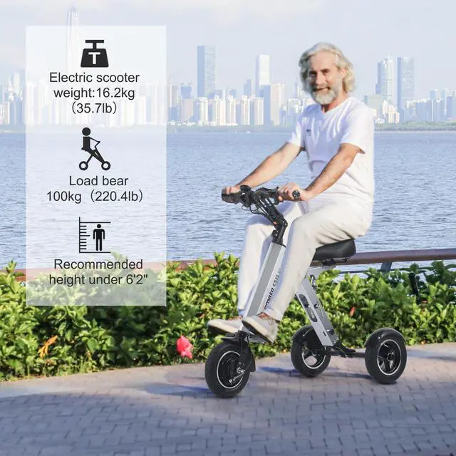 Alt view image 3 of 6 - TopMate ES35 Electric Scooter 3 Wheels Travel & Airline Friendly with 7.8Ah Removable Lithium Battery for Adults, Foldable Mobility Scooter with Reverse Function and Key Switch, Lightweight E-Tricycle