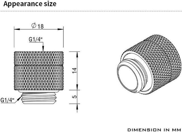 Barrow TXYZ-A01, 13mm Male To Female ExtenderRotary Fittings , G1/4 Male To  Female Water Cooling Fittings