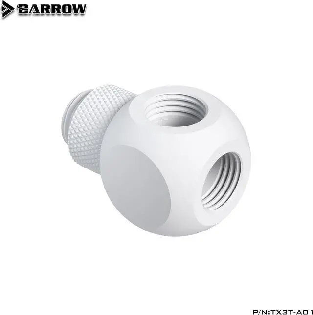 Alt view image 3 of 4 - Barrow G1/4'' X3 Black silver Extender rotation 3-Way cubic Adaptor seat water cooling computer accessories TX3T-A01 White