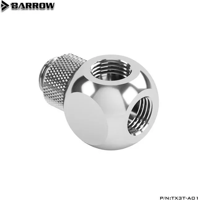 Alt view image 4 of 4 - Barrow G1/4'' X3 Black silver Extender rotation 3-Way cubic Adaptor seat water cooling computer accessories TX3T-A01 White