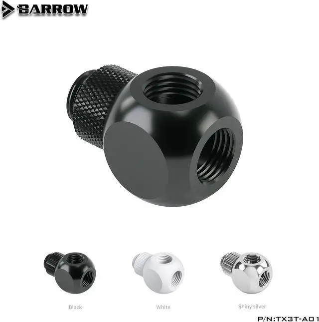 Main image of Barrow G1/4'' X3 Black silver Extender rotation 3-Way cubic Adaptor seat water cooling computer accessories TX3T-A01 White