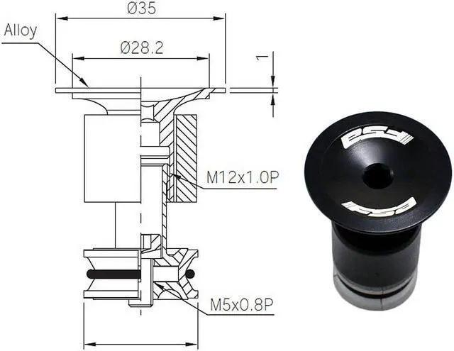 Alt view image 4 of 4 - FSA Compressor TH896 Alloy Headset 1-1/8 inch OD 35mm, Black, XTE1929