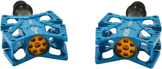 KCNC KNIFE Titanium Spindle Road Platform Pedals, Blue, KPED01-TI