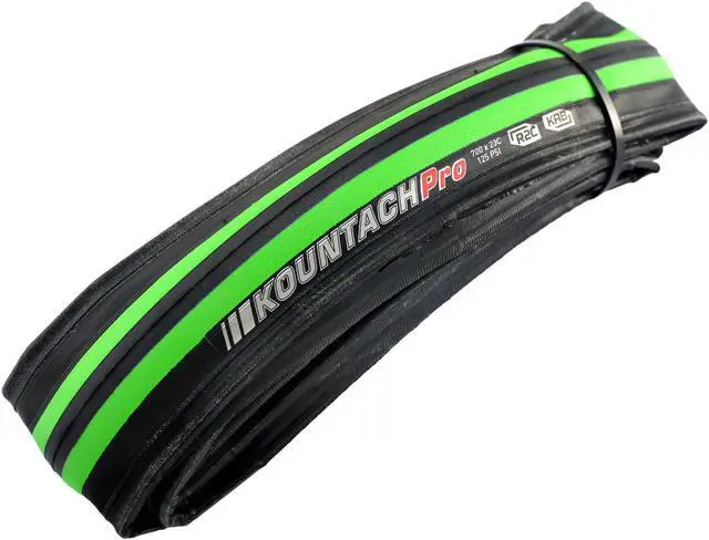 Alt view image 2 of 4 - KENDA Kountach K1092 700 x 23C Road Bike Bicycle Folding Tire Tyre, Black and Green, 2 Tire, KD2000