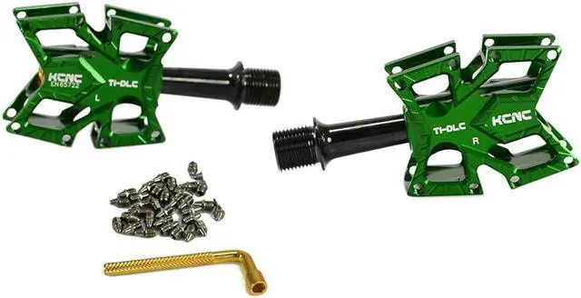 Alt view image 4 of 4 - KCNC KNIFE Titanium Spindle Road Platform Pedals, Green, KPED01-TI-GR, SK2174