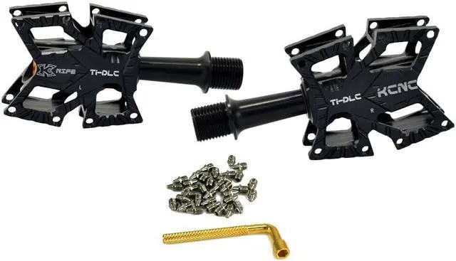 Alt view image 4 of 4 - KCNC KNIFE Titanium Spindle Road Platform Pedals, Black, SK2191