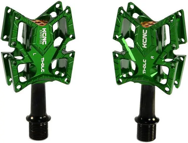 Main image of KCNC KNIFE Titanium Spindle Road Platform Pedals, Green, KPED01-TI-GR, SK2174