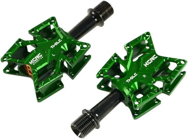Alt view image 2 of 4 - KCNC KNIFE Titanium Spindle Road Platform Pedals, Green, KPED01-TI-GR, SK2174