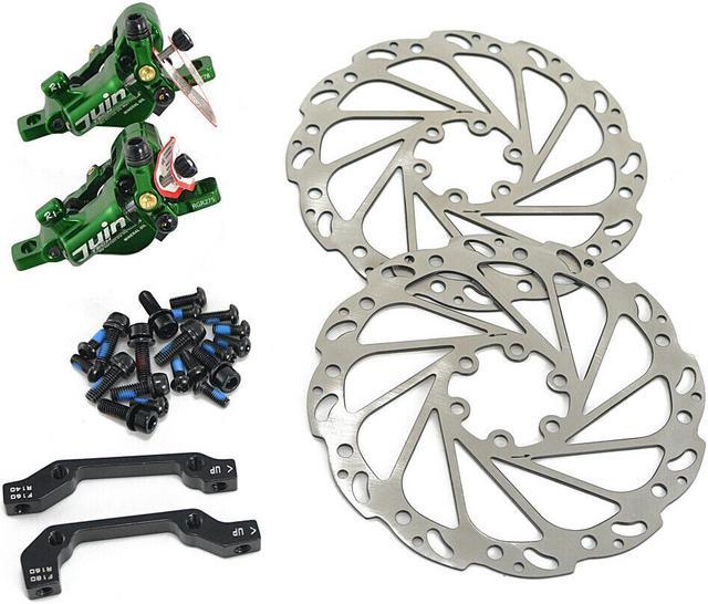 JUIN TECH R1 Hydraulic Road CX Disc Brake set 160mm with Rotor, Front and  Rear,Green, JT1904