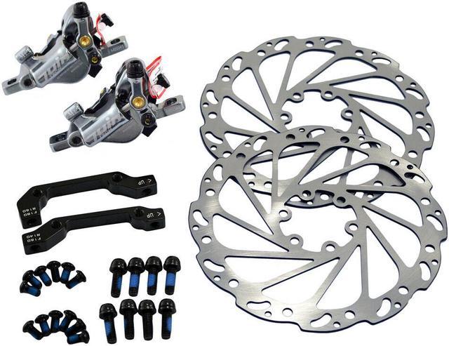 JUIN TECH M1 Hydraulic MTB E-Bike Disc Brake Set 160mm with Rotor, Front  and Rear, Gray, JT1949