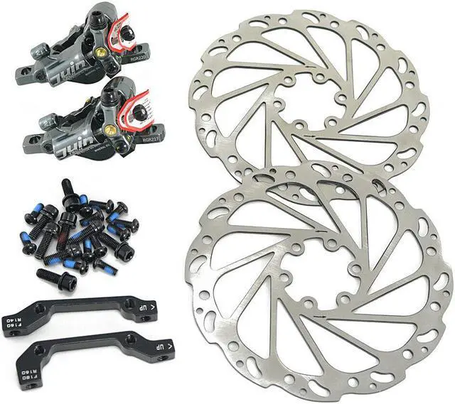 Main image of JUIN TECH R1 Hydraulic Road CX Disc Brake set 160mm with Rotor, Front and Rear, Gray, JT1905