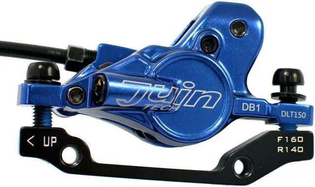 Alt view image 5 of 7 - JUIN TECH DB1 MTB E-bike Hydraulic Dual-Piston Disc Brake Set(F+R) w/160mm Rotor, Blue, JT2266