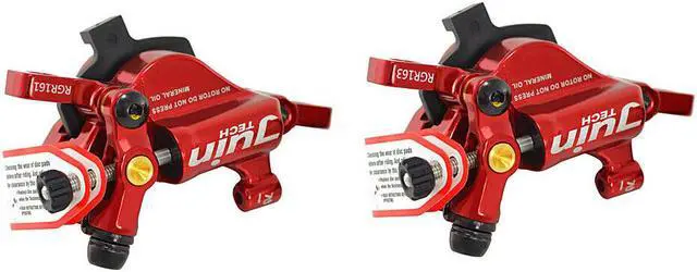 Alt view image 2 of 7 - JUIN TECH R1 Hydraulic Road CX Disc Brake set 160mm with Rotor, Front and Rear, Red, JT1906