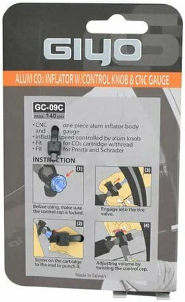 Alt view image 5 of 5 - GIYO GC-09C Alum CO2 Inflator with Control Knob and CNC Gauge, ST1787