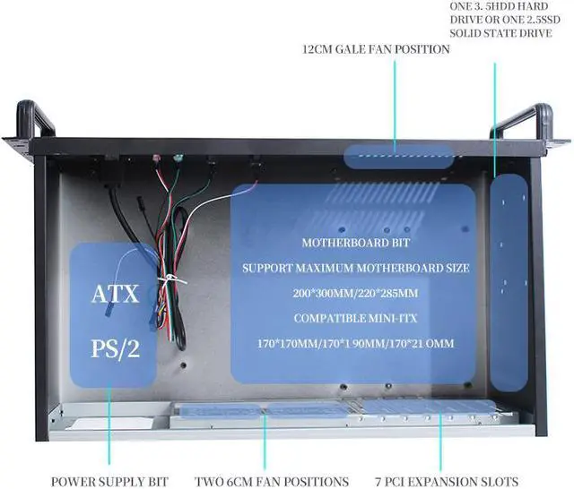 Alt view image 5 of 7 - Industrial Chassis, 4u Ultra-short Ipc Chassis 300 Deep Atx Motherboard Power Supply 7 Pcie Slots Ipc Server Chassis, Support Cryptocurrency Mining, Computer Chassis - Custom Installation Bare Case