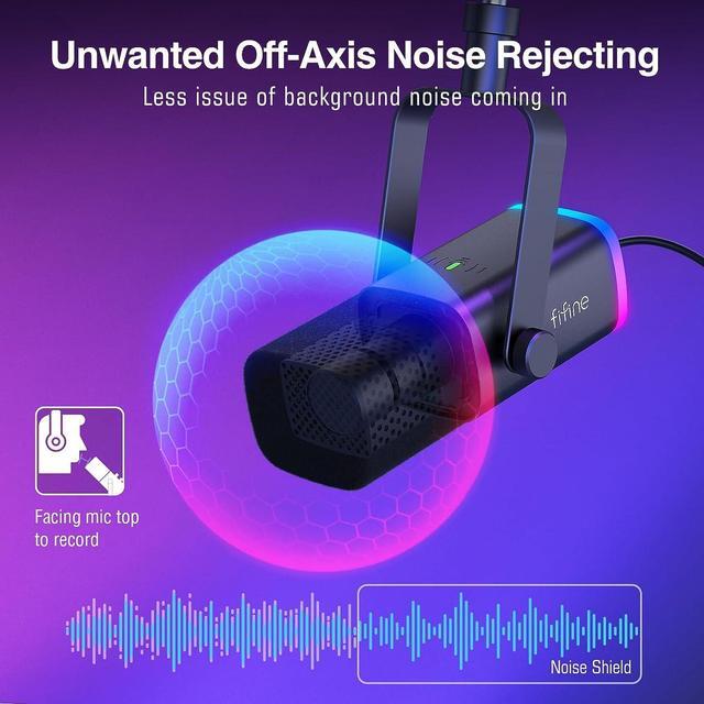 Alt view image 4 of 7 - FIFINE XLR/USB Gaming Microphone Set, Dynamic PC Mic for Streaming Podcasting, Computer RGB Mic Kit with Boom Arm Stand, Mute Button, Headphones Jack, for Recording Vocal Voice-Over-AmpliGame AM8T