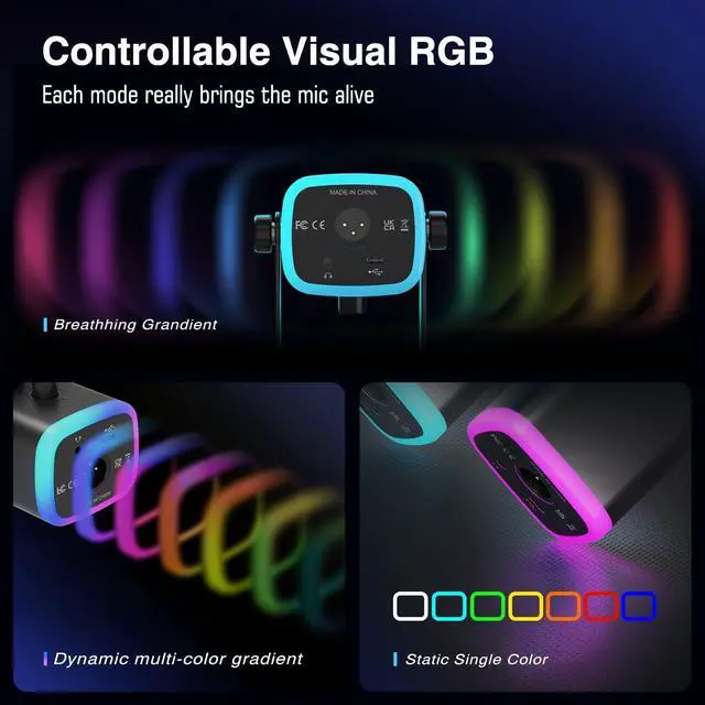 Alt view image 4 of 7 - FIFINE XLR/USB Gaming Microphone Set and Gaming Audio Mixer,Dynamic PC Mic for Streaming Podcasting,RGB Recording Mixer with XLR Microphone Interface,Computer RGB Mic Kit with Boom Arm Stand(AM8T+SC3)