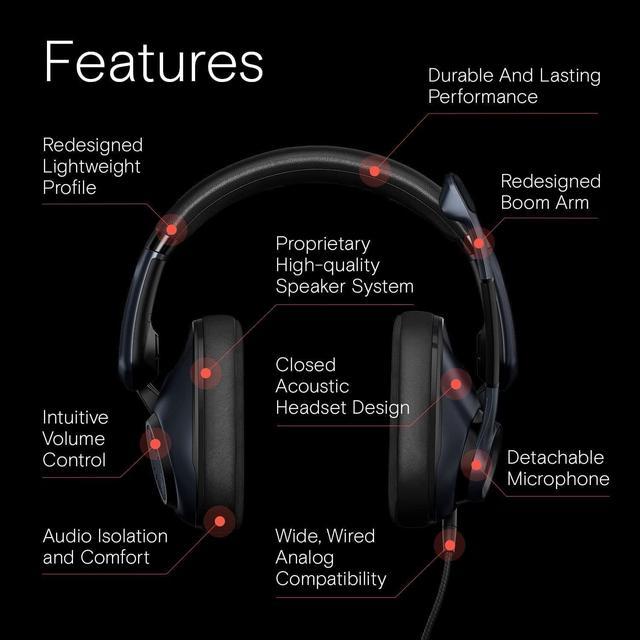 Closed Over-Ear Accessories (Black) Headset Headset - - Gaming Headset Headset EPOS Lift-to-Mute Mic Acoustic Headset Headset - PS4 - Gaming - - - - H6Pro PC/Windows Xbox PS5 Lightweight with