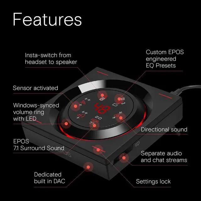 Alt view image 2 of 7 - EPOS GSX 1000 2nd Edition Dac Amp Audio Amplifier/External USB Sound Card with 7.1 Surround Sound, Side Tone, Gaming DAC and EQ, Headphone Amp Compatible with Windows, Mac, Laptops and Desktops