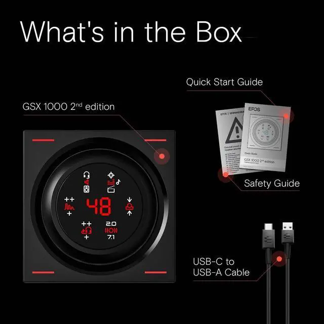 Alt view image 6 of 7 - EPOS GSX 1000 2nd Edition Dac Amp Audio Amplifier/External USB Sound Card with 7.1 Surround Sound, Side Tone, Gaming DAC and EQ, Headphone Amp Compatible with Windows, Mac, Laptops and Desktops