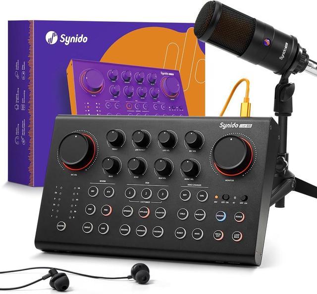 Podcast Equipment Bundle,Audio Interface with All-In-One DJ Mixer and  Studio Broadcast Microphone, Perfect for Recording,Live