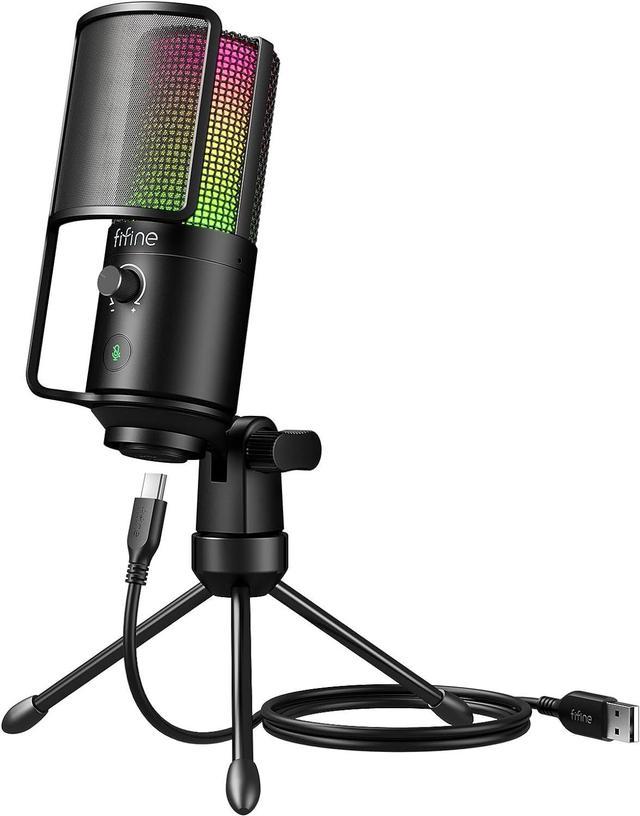FIFINE USB PC Podcast Recording Microphone, Computer RGB Condenser