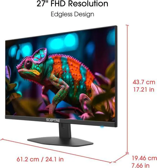 Alt view image 5 of 12 - Sceptre New 27-inch Gaming Monitor 100Hz 1ms DisplayPort HDMI x2 100% sRGB AMD FreeSync Build-in Speakers, Eye Care Frameless Machine Black 2024 (E275W-FW100T)