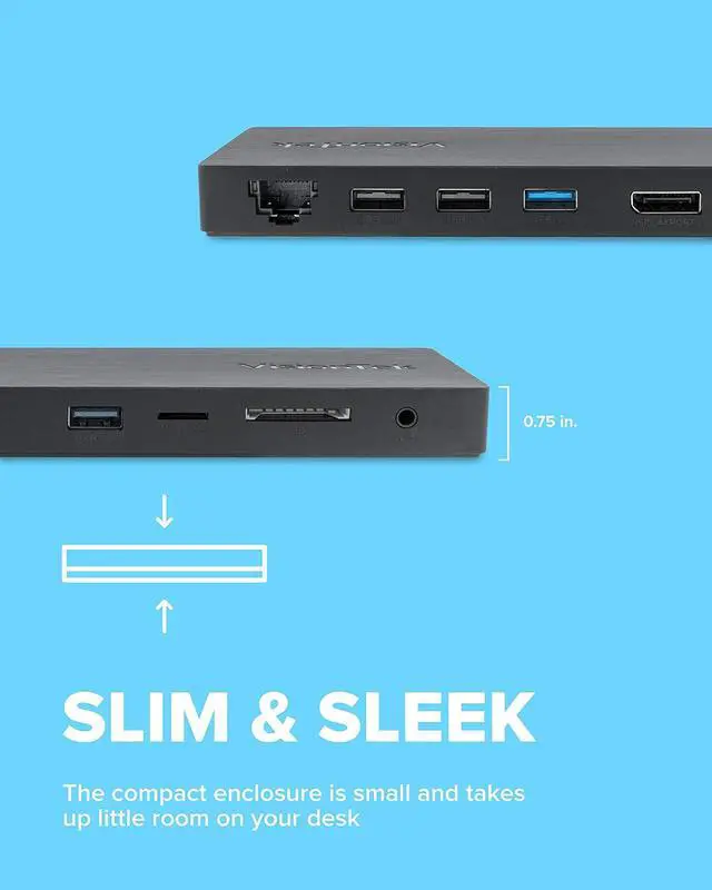 Alt view image 5 of 7 - VisionTek VT2000 USB-C Docking Station, Multi Display MST Dock, 2x DP, 1x HDMI, 4x USB-A, Ethernet, SD Card, USB-C for Power Passthrough, Windows, MacOS, ChromeOS - 901284