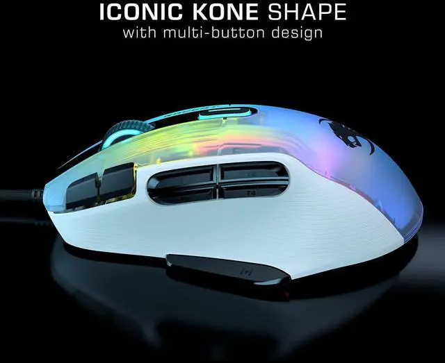 Alt view image 5 of 6 - ROCCAT Kone XP PC Gaming Mouse with 3D AIMO RGB Lighting, 19K DPI Optical Sensor, 4D Krystal Scroll Wheel, Multi-Button Design, Wired Computer Mouse - White