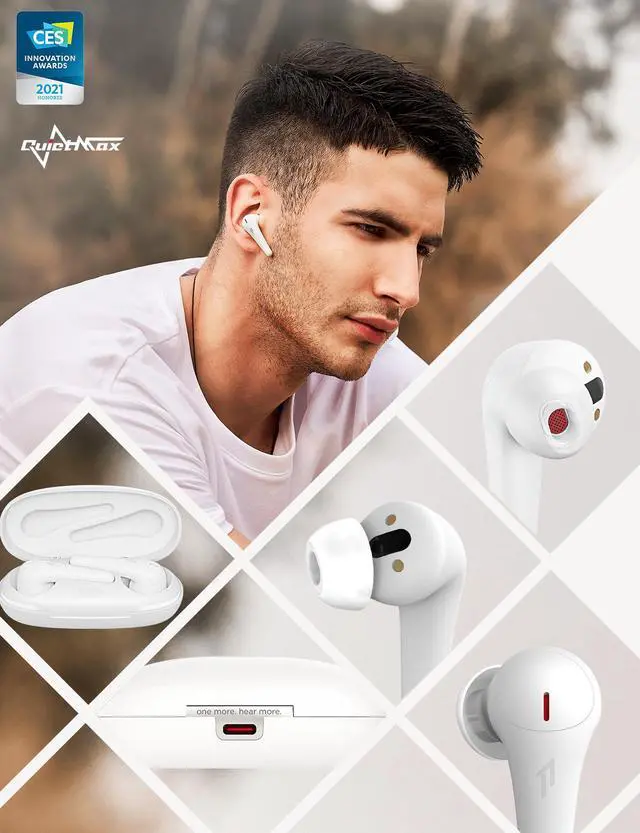 Alt view image 7 of 7 - 1MORE Comfobuds Pro Bluetooth 5.0 Earbuds, Hybird Active Noise Canceling Earphones, Stereo Premium Sound with 6 Mics ENC Clear Call Fast Charging 24H-White