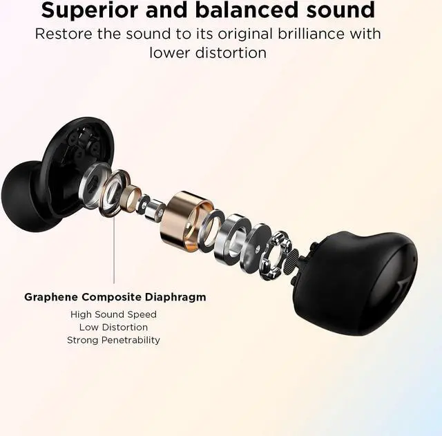 Alt view image 5 of 8 - 1MORE ColorBuds2 Active Noise Cancelling Wireless Earbuds, Bluetooth 5.2 Headphones, Sound ID, Dual Mode Noise Cancelling, CVC 8.0 for Clear Calls, Fast & Wireless Charging, IPX5, Black