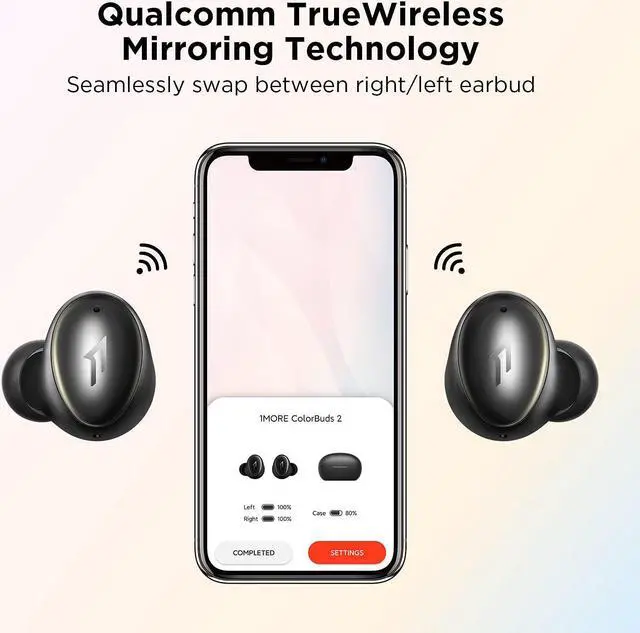 Alt view image 7 of 8 - 1MORE ColorBuds2 Active Noise Cancelling Wireless Earbuds, Bluetooth 5.2 Headphones, Sound ID, Dual Mode Noise Cancelling, CVC 8.0 for Clear Calls, Fast & Wireless Charging, IPX5, Black