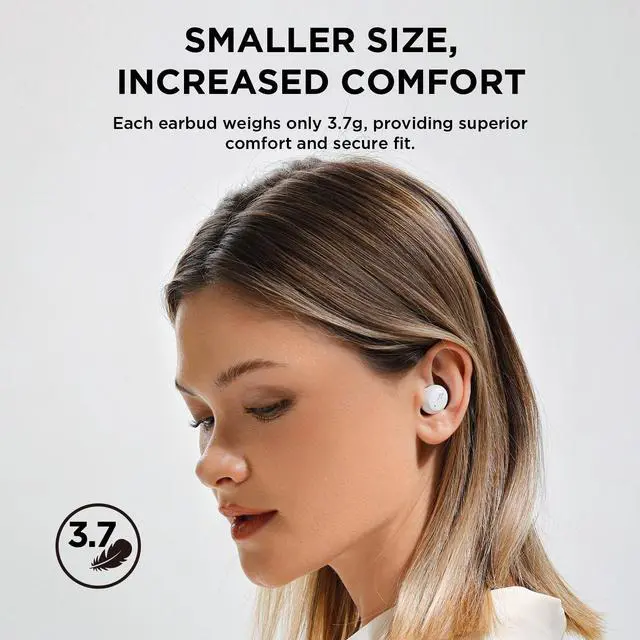 Alt view image 3 of 7 - 1MORE ComfoBuds Mini Hybrid Active Noise Cancelling Earbuds, in-Ear Headphones with Stereo Sound, Bluetooth 5.2 Headset with 4 Mics, Clear Calls, Wireless Charging, Soothing Sound, Waterproof, White