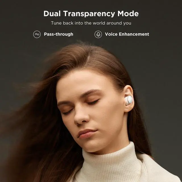 Alt view image 4 of 7 - 1MORE EVO Noise Cancelling Earbuds, Audiophile Headphones with Dual Drivers, Adaptive ANC, Bluetooth Headphones, HiFi Sound, LDAC, Hi-Res Audio, 6 Mics, 28H Playtime, Wireless Charging, White