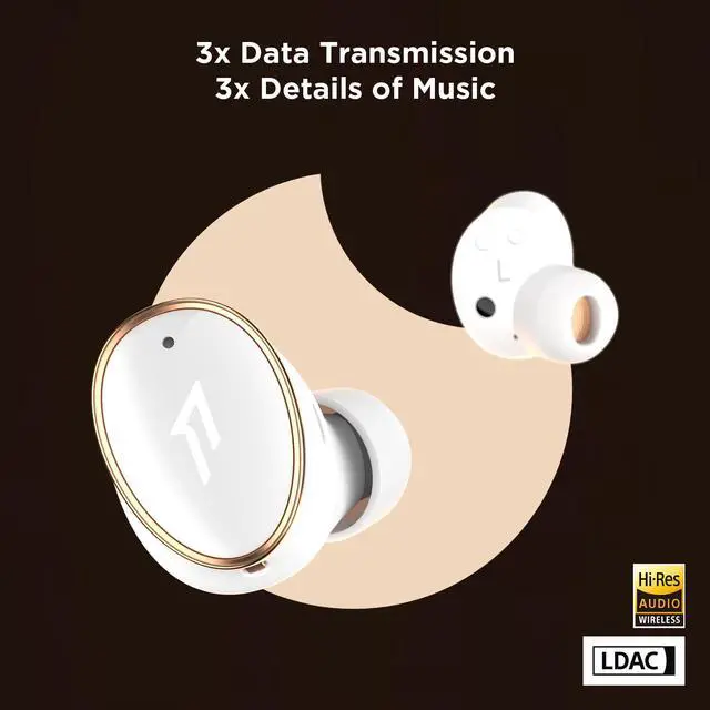 Alt view image 6 of 7 - 1MORE EVO Noise Cancelling Earbuds, Audiophile Headphones with Dual Drivers, Adaptive ANC, Bluetooth Headphones, HiFi Sound, LDAC, Hi-Res Audio, 6 Mics, 28H Playtime, Wireless Charging, White