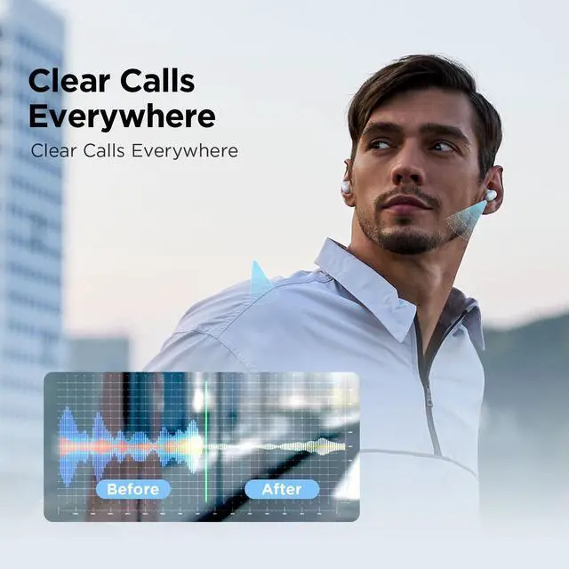 Alt view image 6 of 7 - 1MORE Omthing AirFree Buds, Wireless Earbuds Bluetooth 5.3 Headphones, 44 Hours Playtime, 8mm Dynamic Driver, Adjustable EQ Modes, Smart Noise Cancellation, White