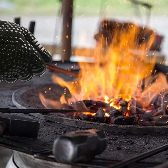 Alt view image 3 of 7 - Oven Frying Smoker Barbecue Grill BBQ Baking Cooking Grilling Gloves 932 F Extreme Heat Rated Cut Fire Resistant Glove Indoor Outdoor Extra Long Cuff Kitchen Mitts for Men Women 1pair